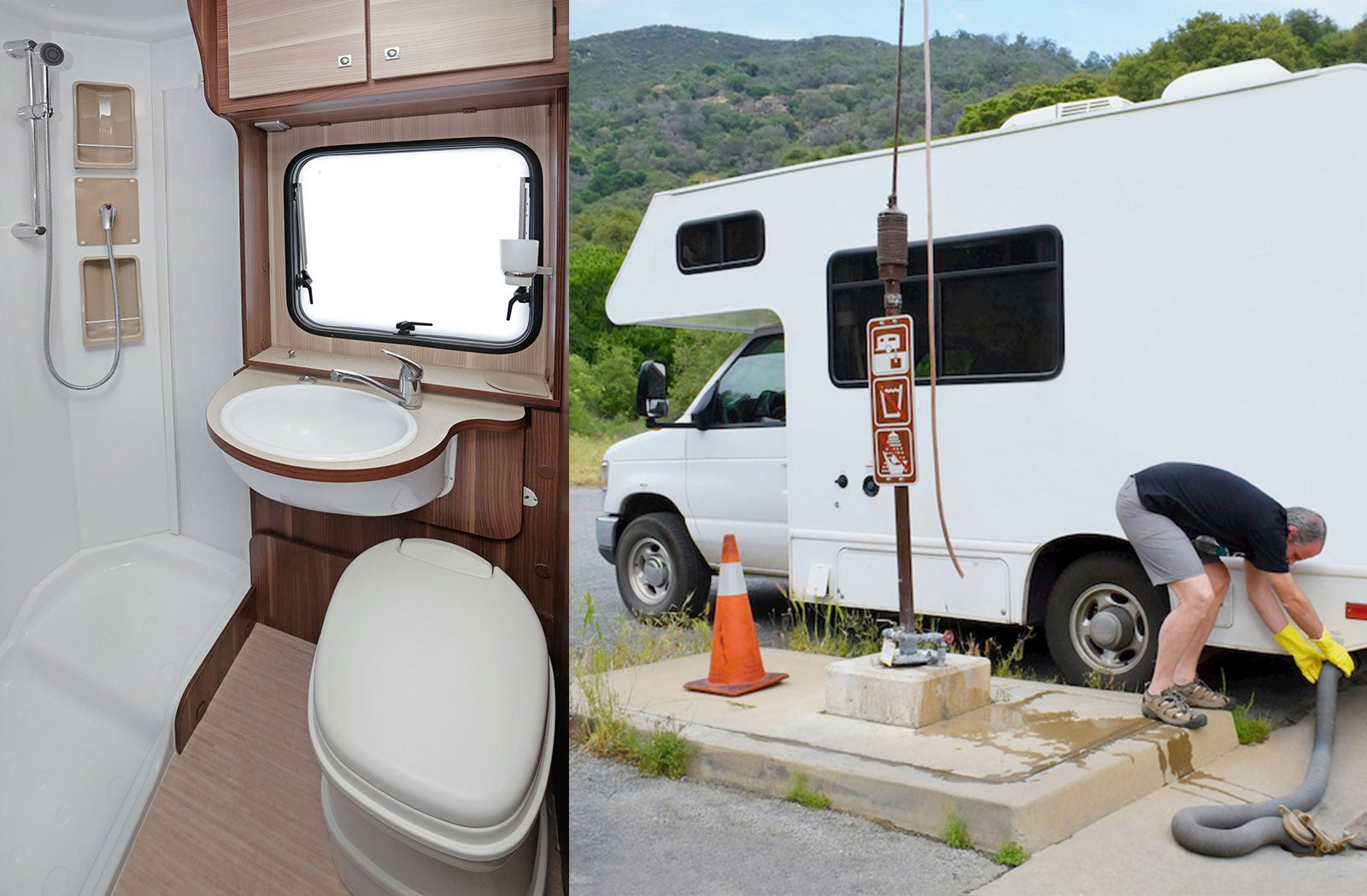 Portable RV/camper toilet and holding tank setup in Green, Ohio