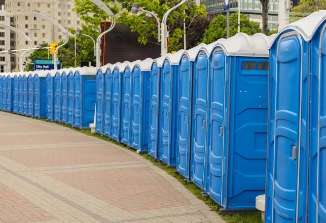 Seasonal porta potty units set up at a Green, Ohio venue